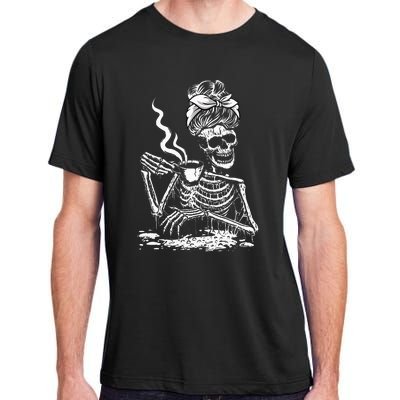 Coffee Drinking Skeleton Lazy DIY Halloween Costume Adult ChromaSoft Performance T-Shirt