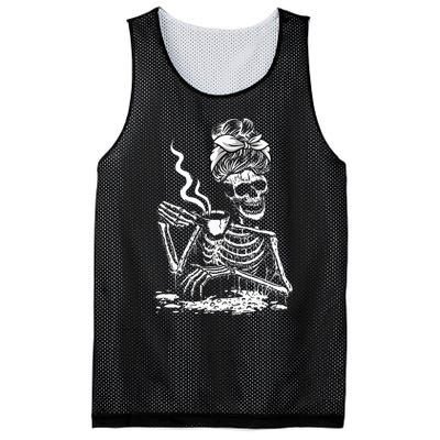 Coffee Drinking Skeleton Lazy DIY Halloween Costume Mesh Reversible Basketball Jersey Tank