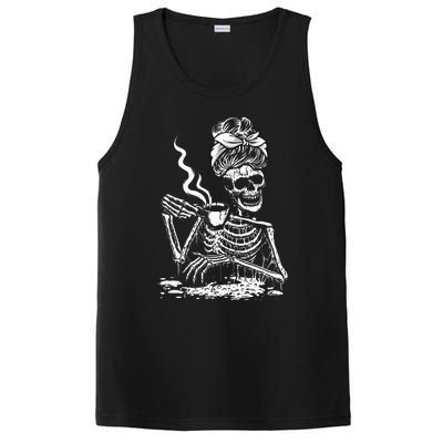 Coffee Drinking Skeleton Lazy DIY Halloween Costume PosiCharge Competitor Tank