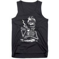 Coffee Drinking Skeleton Lazy DIY Halloween Costume Tank Top