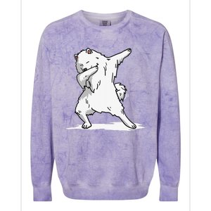 Cute Dabbing Samoyed Dog Funny Dab Dance Gift Colorblast Crewneck Sweatshirt