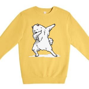 Cute Dabbing Samoyed Dog Funny Dab Dance Gift Premium Crewneck Sweatshirt