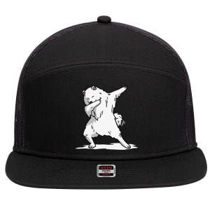 Cute Dabbing Samoyed Dog Funny Dab Dance Gift 7 Panel Mesh Trucker Snapback Hat