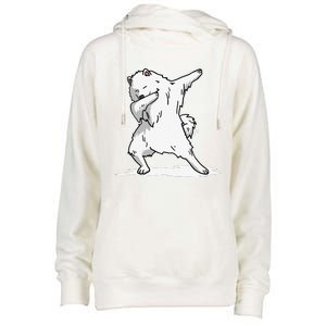 Cute Dabbing Samoyed Dog Funny Dab Dance Gift Womens Funnel Neck Pullover Hood