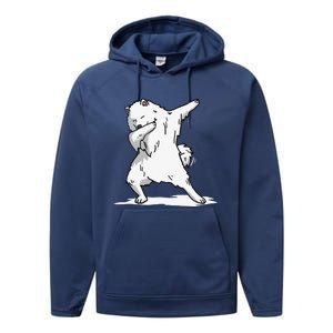 Cute Dabbing Samoyed Dog Funny Dab Dance Gift Performance Fleece Hoodie