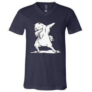 Cute Dabbing Samoyed Dog Funny Dab Dance Gift V-Neck T-Shirt