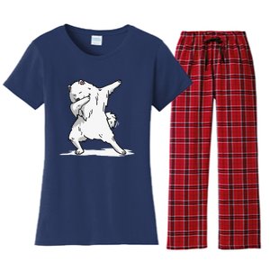 Cute Dabbing Samoyed Dog Funny Dab Dance Gift Women's Flannel Pajama Set