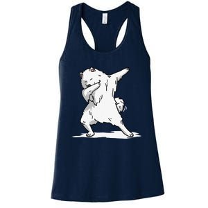 Cute Dabbing Samoyed Dog Funny Dab Dance Gift Women's Racerback Tank