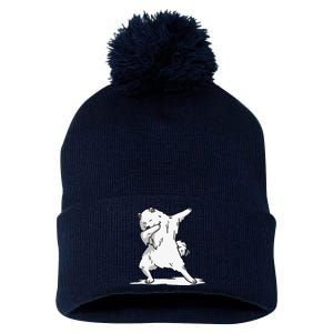 Cute Dabbing Samoyed Dog Funny Dab Dance Gift Pom Pom 12in Knit Beanie