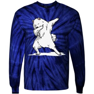 Cute Dabbing Samoyed Dog Funny Dab Dance Gift Tie-Dye Long Sleeve Shirt