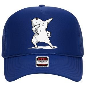 Cute Dabbing Samoyed Dog Funny Dab Dance Gift High Crown Mesh Back Trucker Hat