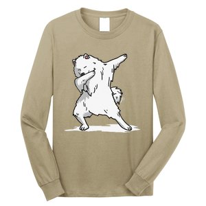 Cute Dabbing Samoyed Dog Funny Dab Dance Gift Long Sleeve Shirt