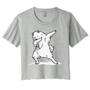 Cute Dabbing Samoyed Dog Funny Dab Dance Gift Women's Crop Top Tee