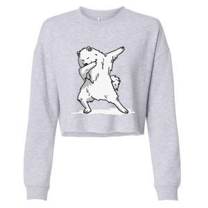 Cute Dabbing Samoyed Dog Funny Dab Dance Gift Cropped Pullover Crew