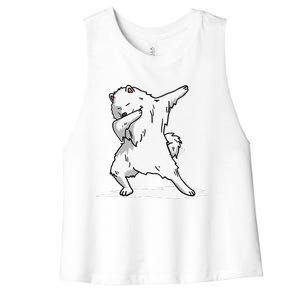 Cute Dabbing Samoyed Dog Funny Dab Dance Gift Women's Racerback Cropped Tank