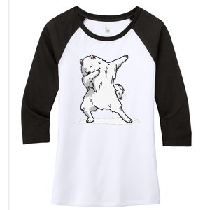 Cute Dabbing Samoyed Dog Funny Dab Dance Gift Women's Tri-Blend 3/4-Sleeve Raglan Shirt