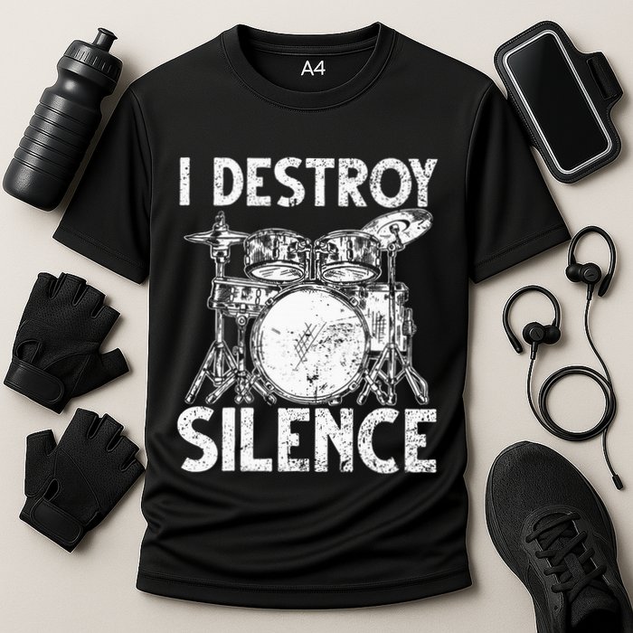 Cute Drum Set Art Drumming Rocker Music Percussion Cooling Performance Crew T-Shirt