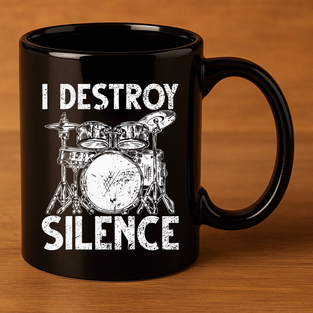 Cute Drum Set Art Drumming Rocker Music Percussion 11oz C Handle Ceramic Mug