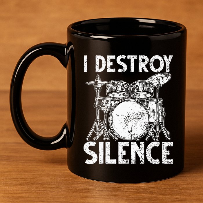 Cute Drum Set Art Drumming Rocker Music Percussion 11oz C Handle Ceramic Mug