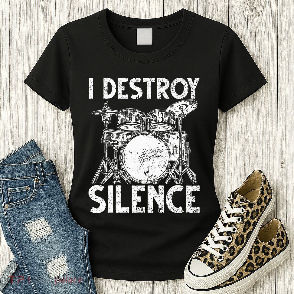 Cute Drum Set Art Drumming Rocker Music Percussion Womens T-Shirt