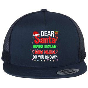 Christmas Dear Santa Before I Explain How Much Do You Know Flat Bill Trucker Hat