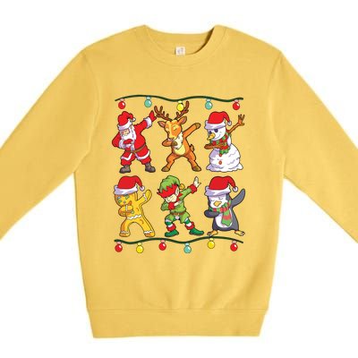 Christmas Dabbing Santa Elf Deer Friends Xmas Premium Crewneck Sweatshirt