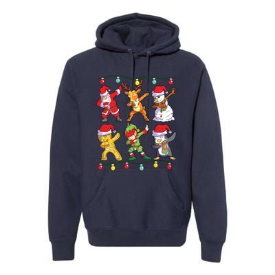 Christmas Dabbing Santa Elf Deer Friends Xmas Premium Hoodie