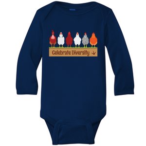 Celebrate Diversity Shirts For Chicken Lovers Funny Chicken Baby Long Sleeve Bodysuit