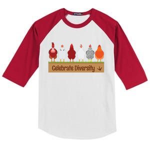 Celebrate Diversity Shirts For Chicken Lovers Funny Chicken Kids Colorblock Raglan Jersey