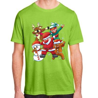 Christmas Dabbing Santa Elf Deer Gingerbread Man & Snowman Adult ChromaSoft Performance T-Shirt