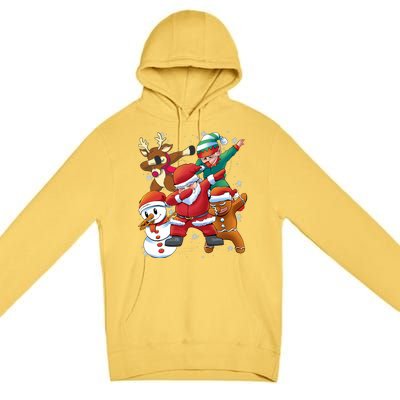 Christmas Dabbing Santa Elf Deer Gingerbread Man & Snowman Premium Pullover Hoodie