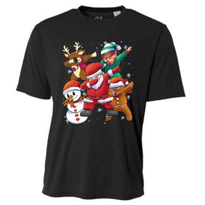 Christmas Dabbing Santa Elf Deer Gingerbread Man & Snowman Cooling Performance Crew T-Shirt