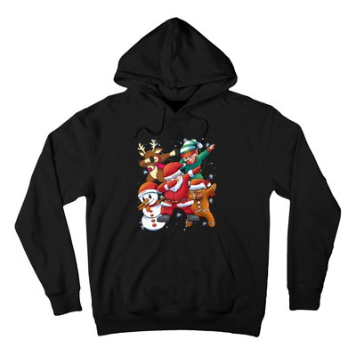 Christmas Dabbing Santa Elf Deer Gingerbread Man & Snowman Hoodie