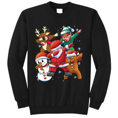 Christmas Dabbing Santa Elf Deer Gingerbread Man & Snowman Sweatshirt