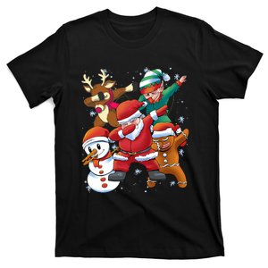 Christmas Dabbing Santa Elf Deer Gingerbread Man & Snowman T-Shirt