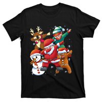 Christmas Dabbing Santa Elf Deer Gingerbread Man & Snowman T-Shirt