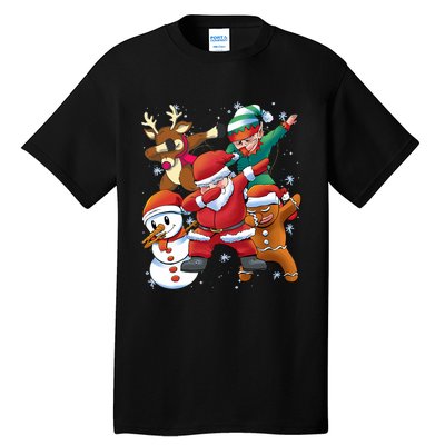 Christmas Dabbing Santa Elf Deer Gingerbread Man & Snowman Tall T-Shirt