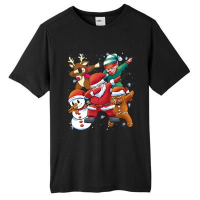 Christmas Dabbing Santa Elf Deer Gingerbread Man & Snowman Tall Fusion ChromaSoft Performance T-Shirt