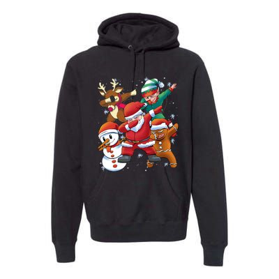 Christmas Dabbing Santa Elf Deer Gingerbread Man & Snowman Premium Hoodie