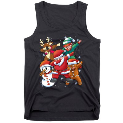 Christmas Dabbing Santa Elf Deer Gingerbread Man & Snowman Tank Top