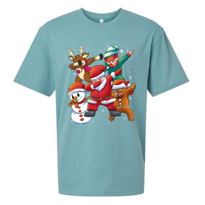 Christmas Dabbing Santa Elf Deer Gingerbread Man & Snowman Sueded Cloud Jersey T-Shirt