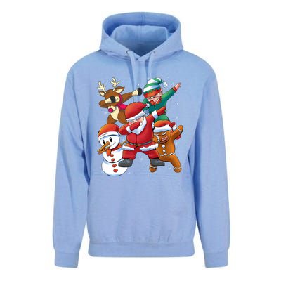 Christmas Dabbing Santa Elf Deer Gingerbread Man & Snowman Unisex Surf Hoodie