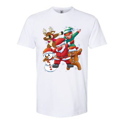 Christmas Dabbing Santa Elf Deer Gingerbread Man & Snowman Softstyle CVC T-Shirt