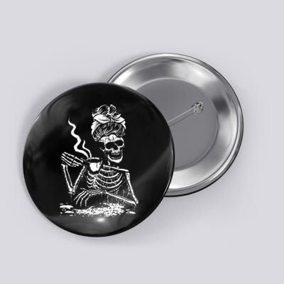 Coffee Drinking Skeleton Lazy DIY Halloween Costume Button