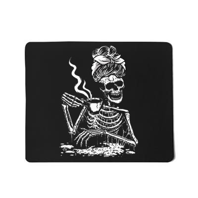 Coffee Drinking Skeleton Lazy DIY Halloween Costume Mousepad