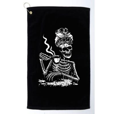 Coffee Drinking Skeleton Lazy DIY Halloween Costume Platinum Collection Golf Towel