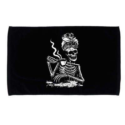 Coffee Drinking Skeleton Lazy DIY Halloween Costume Microfiber Hand Towel