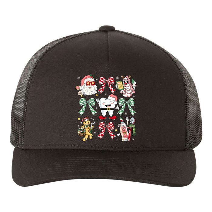 Christmas Dental Squad Crew Dentist Assistant Bow Coquette Yupoong Adult 5-Panel Trucker Hat