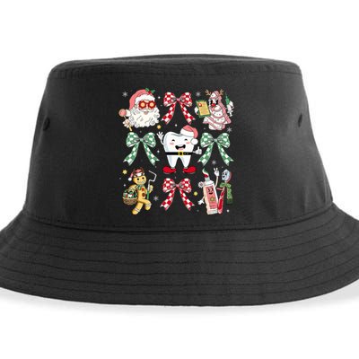 Christmas Dental Squad Crew Dentist Assistant Bow Coquette Sustainable Bucket Hat