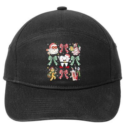 Christmas Dental Squad Crew Dentist Assistant Bow Coquette 7-Panel Snapback Hat